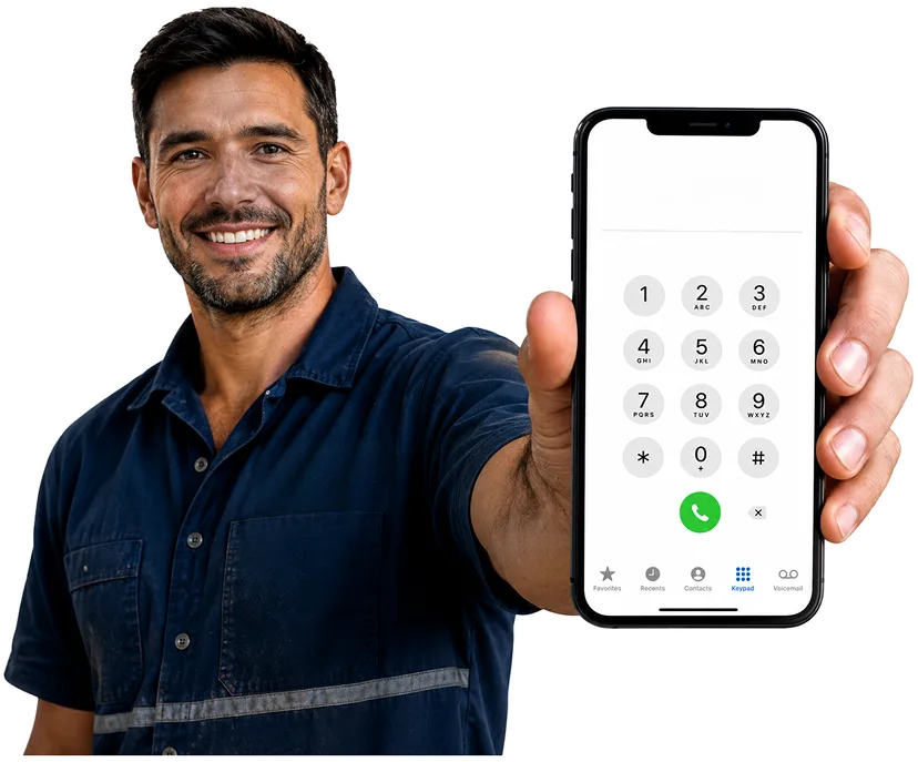 Plumber on the phone taking a Homebush West callout